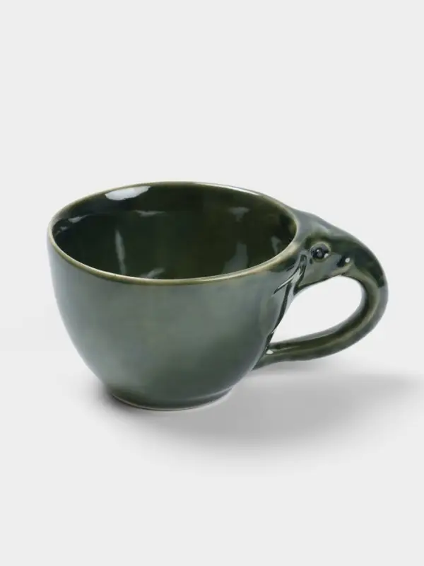 Чашка с блюдцем &laquo;Слоник&raquo;, 13&times;13&times;8 см, керамика, зелёная