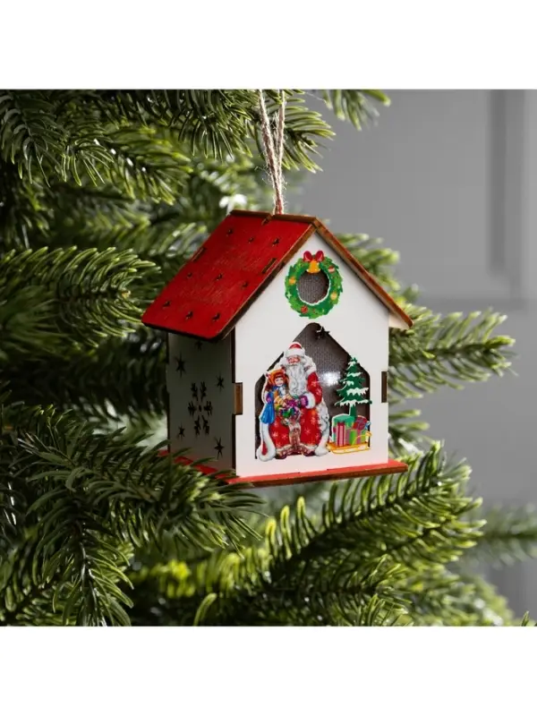 Подвеска световая &laquo;Дом Деда Мороза&raquo;, 7&times;6&times;8 см, 1 LED, от батареек AG10&times;3, свечение тёплое белое