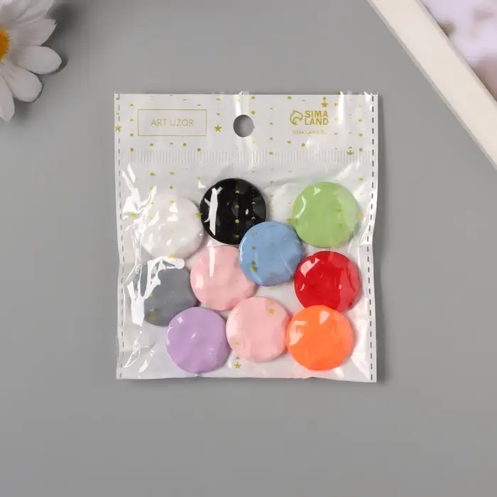 Бусины для творчества акрил Бусины для творчества акрил "Плоский мятый круг" МИКС 2,5х2,5х0,6 см