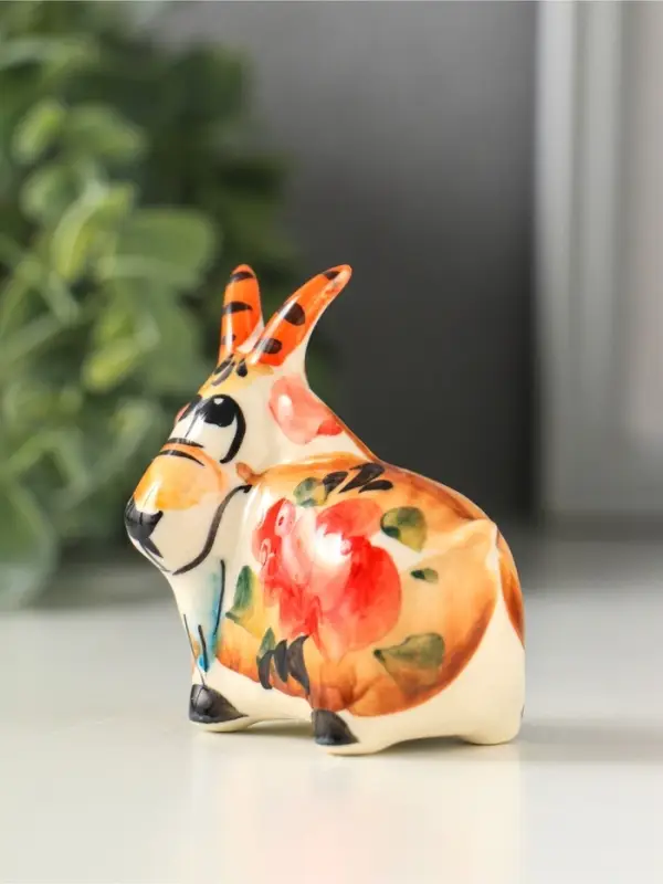 Фигурка фарфор &laquo;Коза большая&raquo;, 7 см, гжель, цветная, МИКС