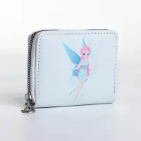 Кошелёк на молнии, отдел для карт, для монет, светло-голубой