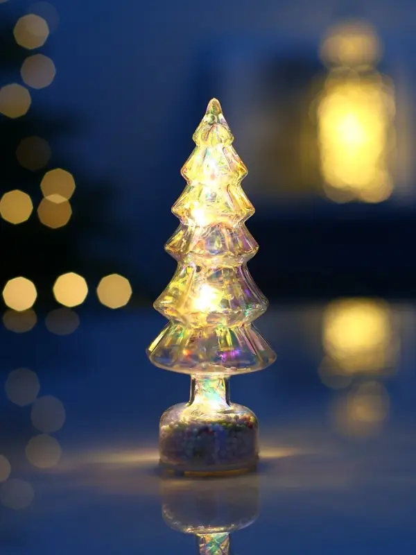 Фигура светодиодная  Фигура светодиодная "Елочка блестящая", 4 LED, 14,5х5,5 см, от бат. 3xAG13, Т/БЕЛЫЙ