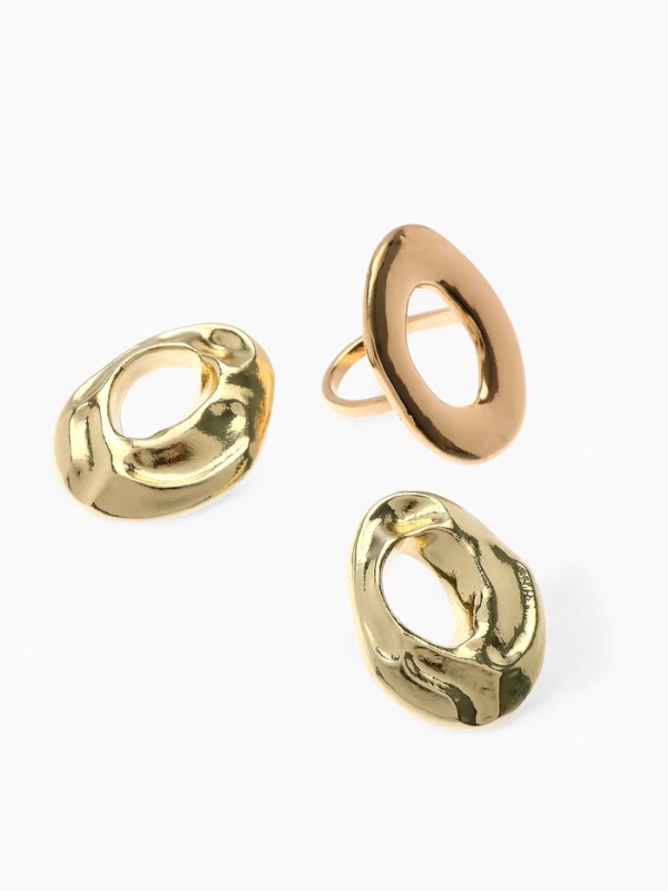 Набор 2 предмета: серьги, кольцо Набор 2 предмета: серьги, кольцо "Круг" мятый, цвет золото