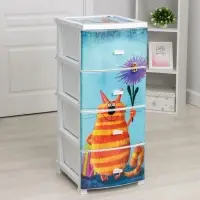 Комод 4-х секционный &laquo;Декор. Кот&raquo;, 38.5&times;47&times;95 см, белый