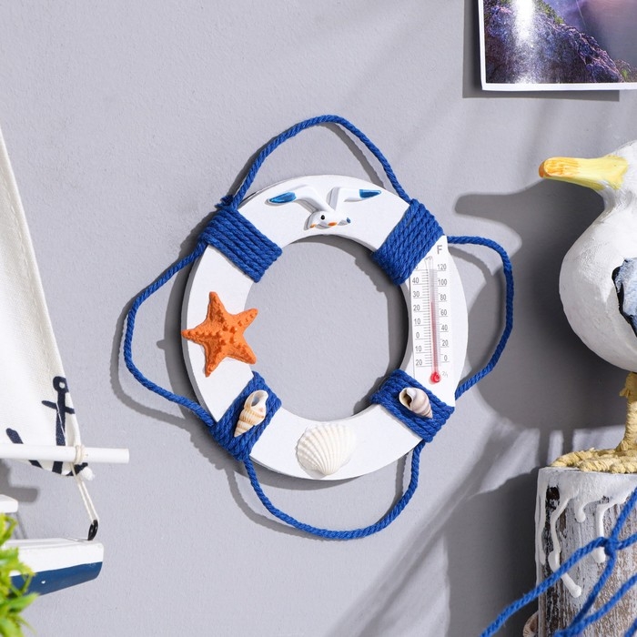 Интерьерный сувенир Интерьерный сувенир "Спасательный круг" с термометром 10*10см