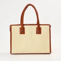 Сумка плетёная на молнии из пандана, 35&times;12&times;40 см, бежево-коричневая