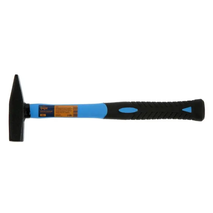 Молоток слесарный ТУНДРА, квадратный боек, фиберглассовая обрезиненная рукоятка, 300 г