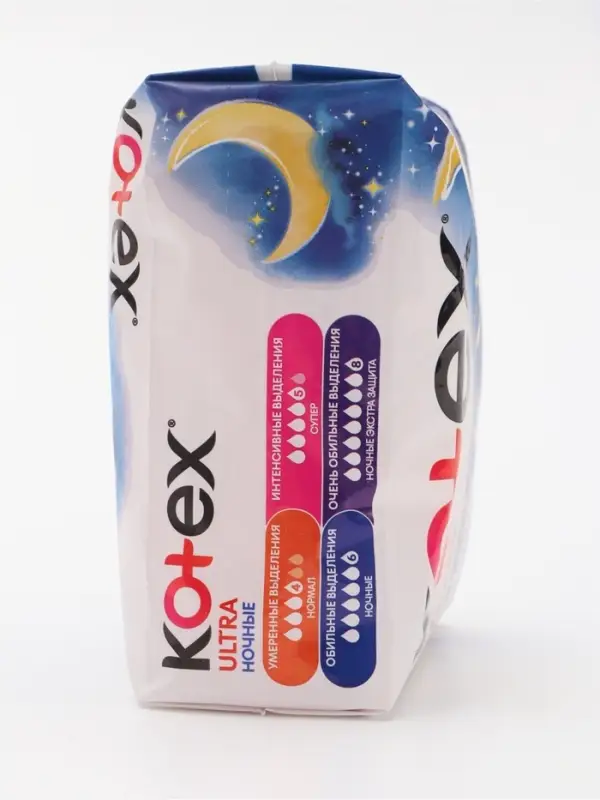 Прокладки ночные Kotex Night Ultra Soft & Dry, с крылышками, 7 шт.