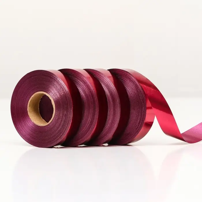 Лента для декора и подарков, металлизированная, бордовый, 2 х 45 м Лента для декора и подарков, металлизированная, бордовый, 2 х 45 м
