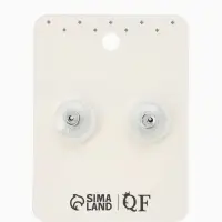 Серьги со стразами "Квадрат" 6*6мм, цвет белый в серебре