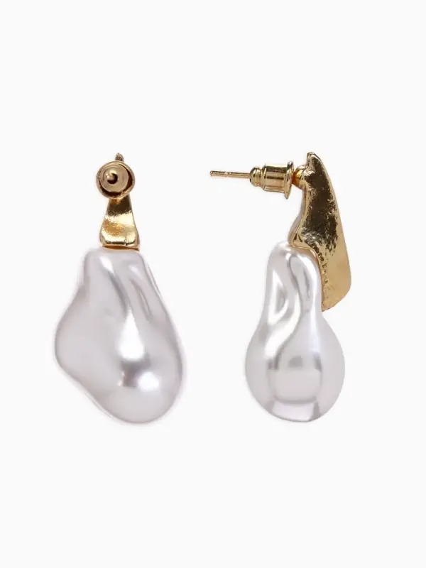 Серьги жемчуг Серьги жемчуг "Капля борроко", цвет белый в золоте