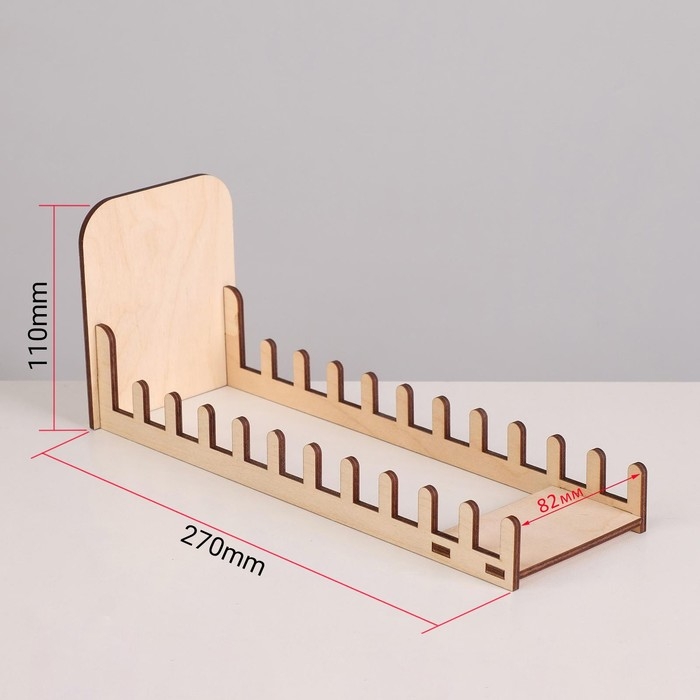 Подставка под открытки 11 ячеек по 8,2 см, 8,4×27×11 см, толщина 3 мм, цвет бежевый