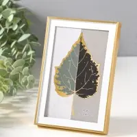 Фоторамка пластик 10х15 см "Современная классика" золото и белый 16х10,8х1,5 см