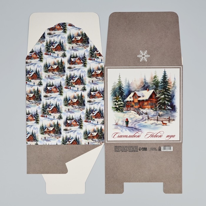 Коробка подарочная новогодняя складная «Зимняя сказка», 18 х 18 х 18 см, Новый год Коробка подарочная новогодняя складная «Зимняя сказка», 18 х 18 х 18 см, Новый год