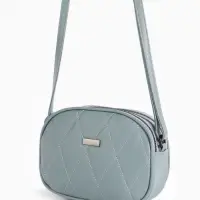 Сумка женская кросс-боди на молнии, 19&times;7&times;15 см, со стёжкой, серо-синяя