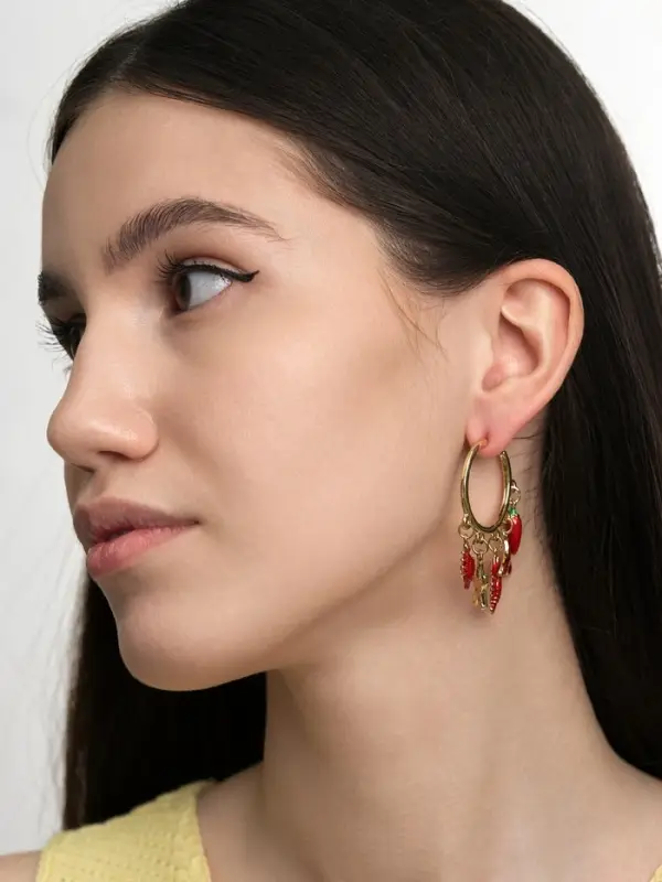 Серьги &laquo;Морской мир&raquo;, микс подвесок, красные в золоте