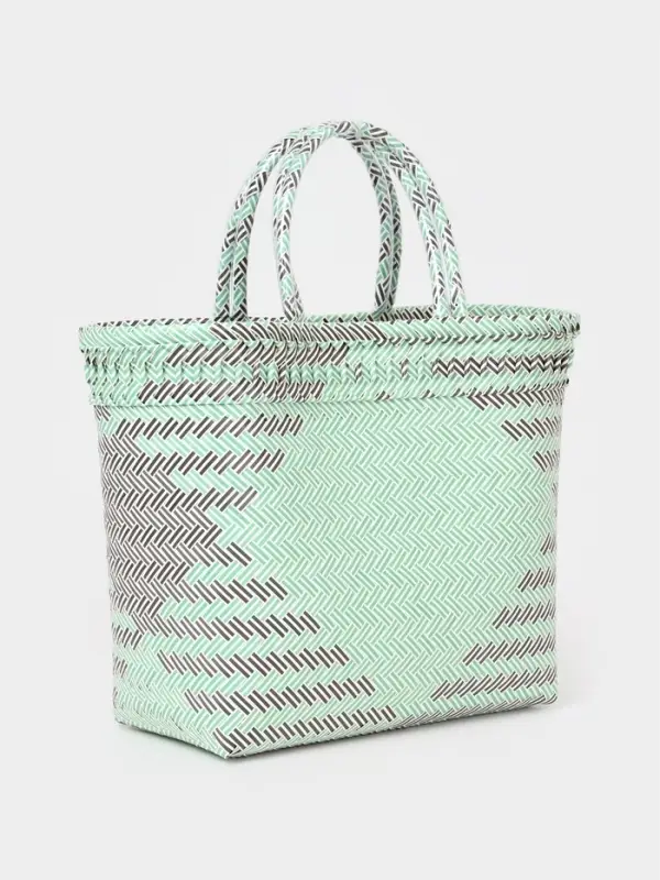 Сумка плетёная, 30&times;15&times;35 см, пластик, бирюзовая с чёрным