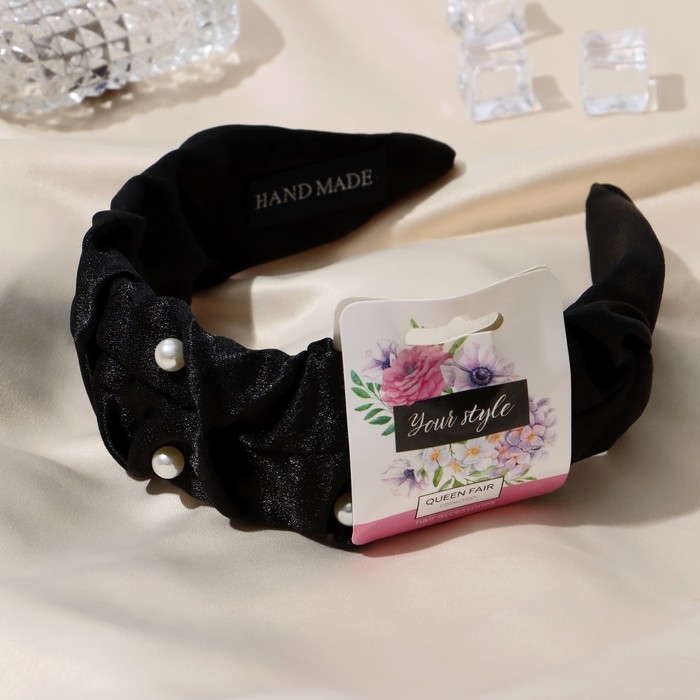 Ободок для волос Ободок для волос "Юнона" бусинки, 5 см, чёрный