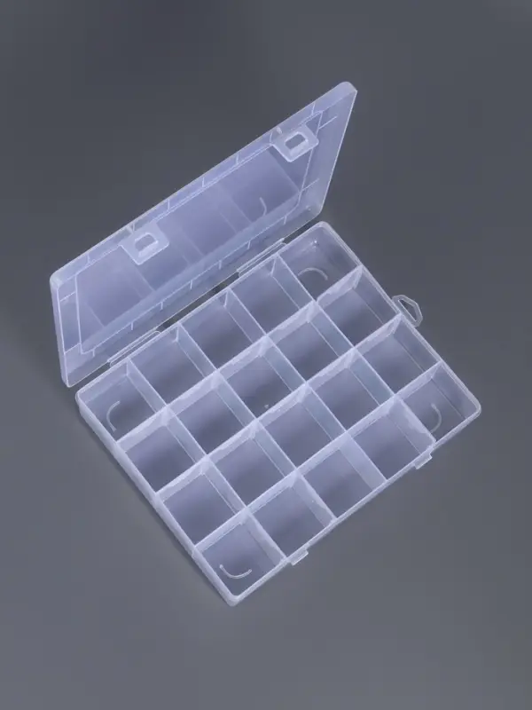 Органайзер для хранения мелочей, передвижные ячейки, 20 ячеек, 20.8&times;17.5&times;4 см, прозрачный