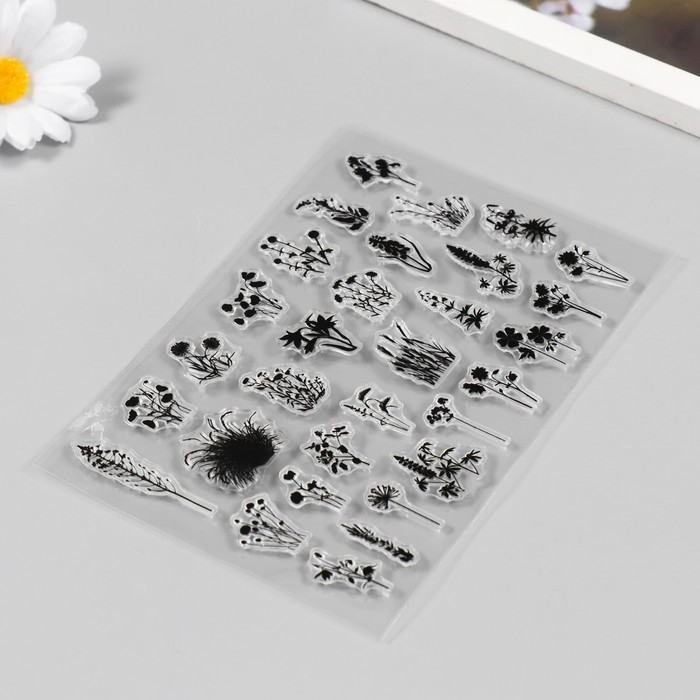 Штамп для творчества силикон "Цветы полевые" 11х16см