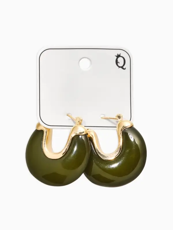 Серьги большие &laquo;Стиль. Подкова&raquo;, акрил, зелёные в золоте
