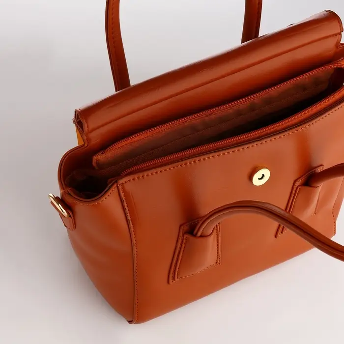 Сумка женская мессенджер на магните, 35&times;15&times;23 см, рыжая