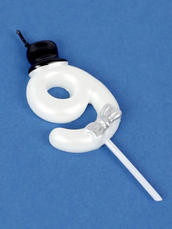 Свеча для торта «Джентельмен», цифра 9, белая Свеча для торта «Джентельмен», цифра 9, белая