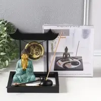 Сад Дзен "Будда в бирюзовом у гонга" песок+камни+аромапалочки 13,2х15х16 см