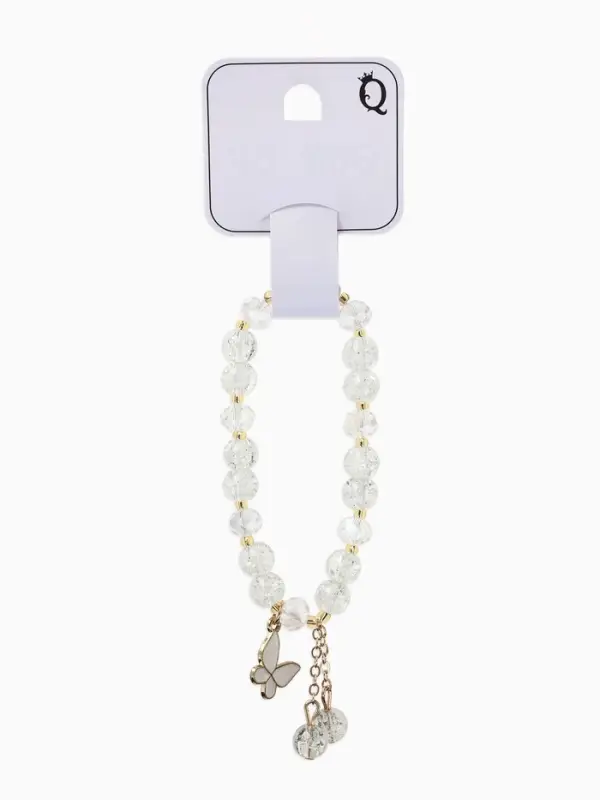 Браслет с подвесками &laquo;Сахарный. Бабочка&raquo;, d=6 см, шар №8, белый в золоте