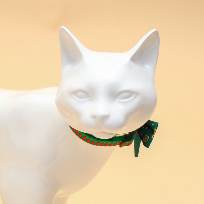 Ошейник + бант с оленями + новогодний подвес Ошейник + бант с оленями + новогодний подвес "Елка", 30 х 1 см, капрон, зелёный