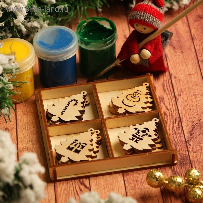 Набор заготовок для творчества «Ёлочки», 4 вида,16 шт, размер 5х4 см