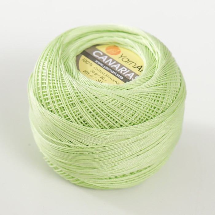 Пряжа  Пряжа "Canarias" 100% мерсериз. хлопок 203м/20г (5352 салат)