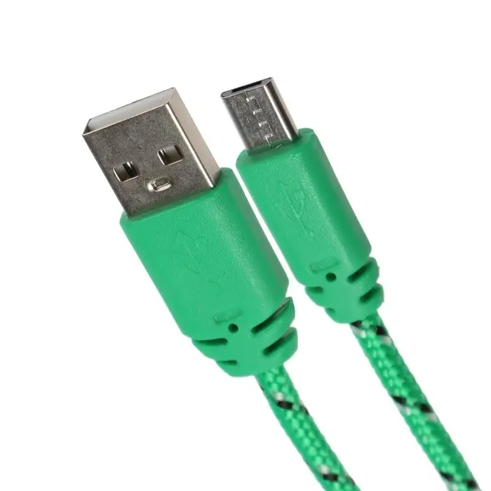 Кабель Luazon, microUSB - USB, 1 А, 0.9 м, оплётка нейлон, зелёный Кабель Luazon, microUSB - USB, 1 А, 0.9 м, оплётка нейлон, зелёный