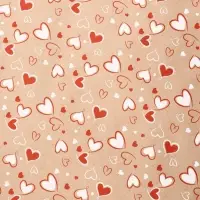 Крафт бумага "Сердечки 2" красный/белый цв. на коричневом фоне 0,72 х 10 &plusmn;5% м, 60 гр