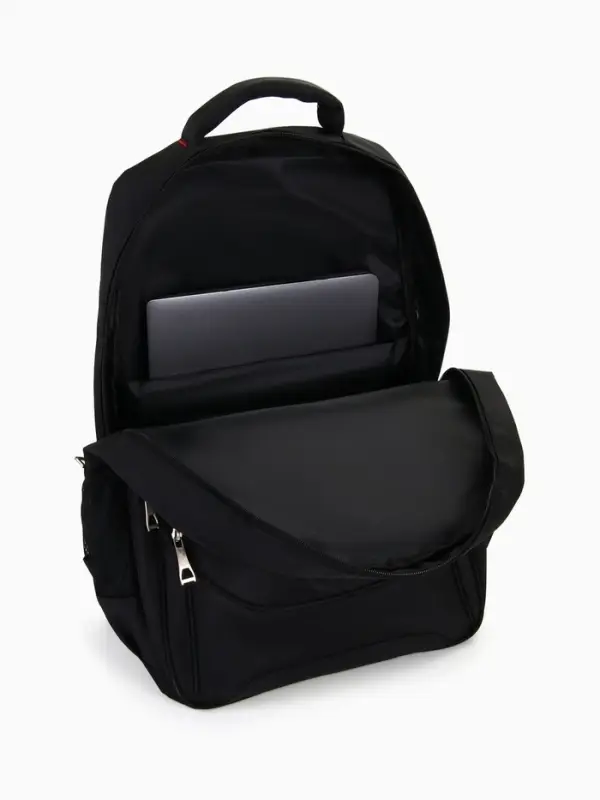 Рюкзак молодёжный, с светоотражающими элементами, 2 отдела, 4 кармана, 37&times;17&times;54 см, чёрный