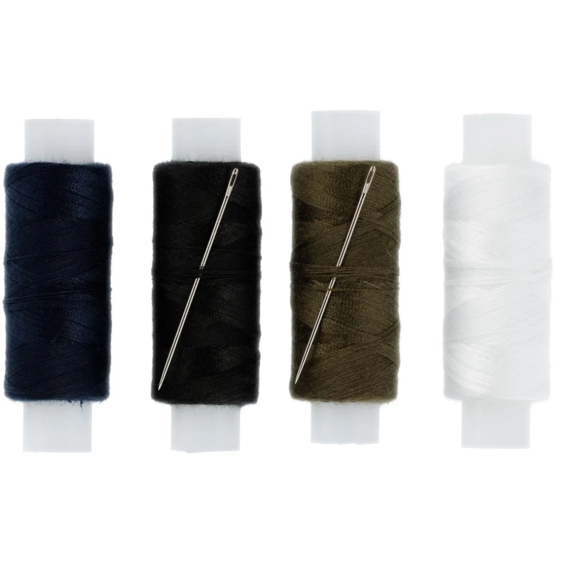 Набор ниток 45 ЛЛ 150м белая, черная, хаки, синяя + 2 иголки