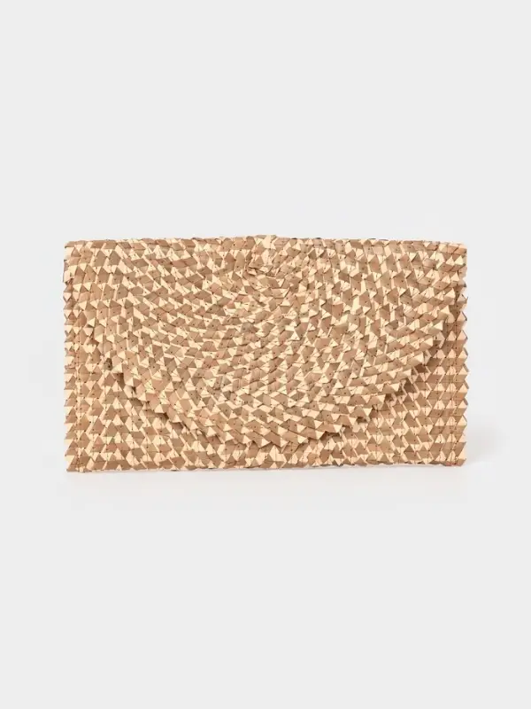 Сумка клатч плетёная из пальмового листа, 28&times;16&times;2 см, золотистая