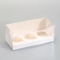 Коробка кондитерская складная под 3 капкейка, белая, 24&times;10&times;10 см