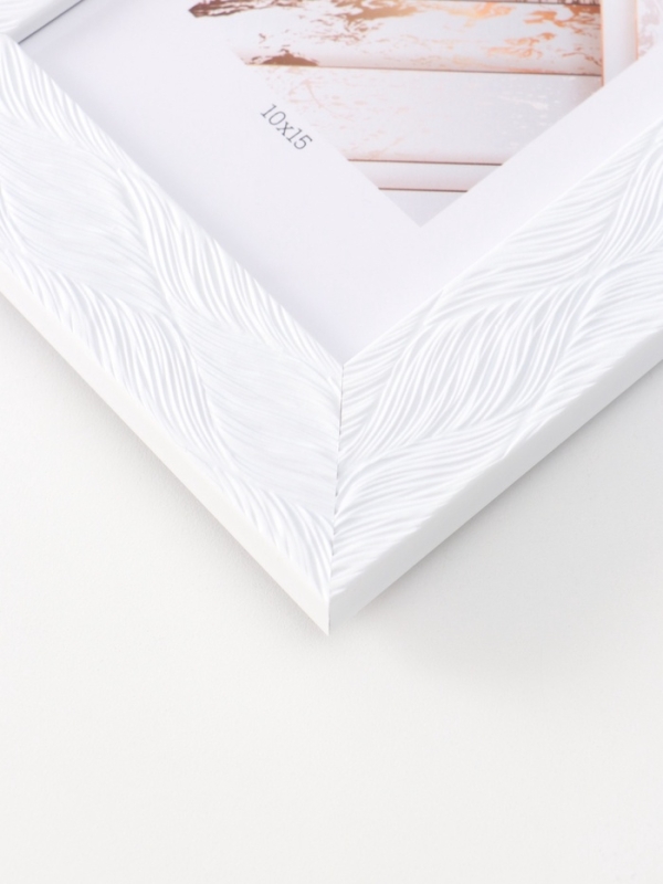 Фоторамка пластик Фоторамка пластик "МИРАМ" 10х15 см, белый, волнистый