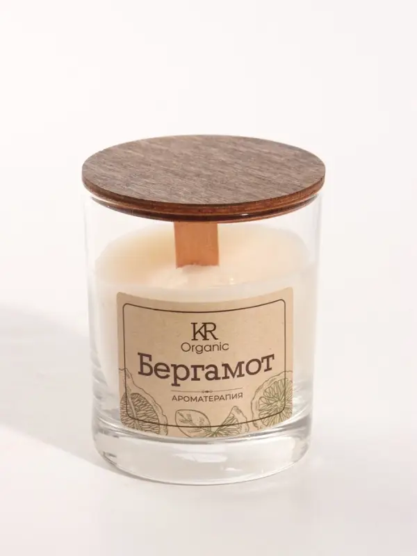 Свеча ароматическая в стекле ORGANIC, 190 мл, соевый воск, бергамот