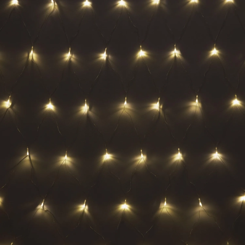 Гирлянда светодиодная теплый желтый, 96LED(1,5х1,5м) прозр пров  IP20