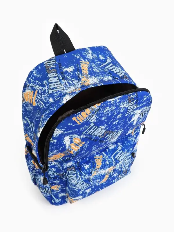 Рюкзак школьный на молнии, с карманами, принтом, размер 30&times;13&times;42 см, синий