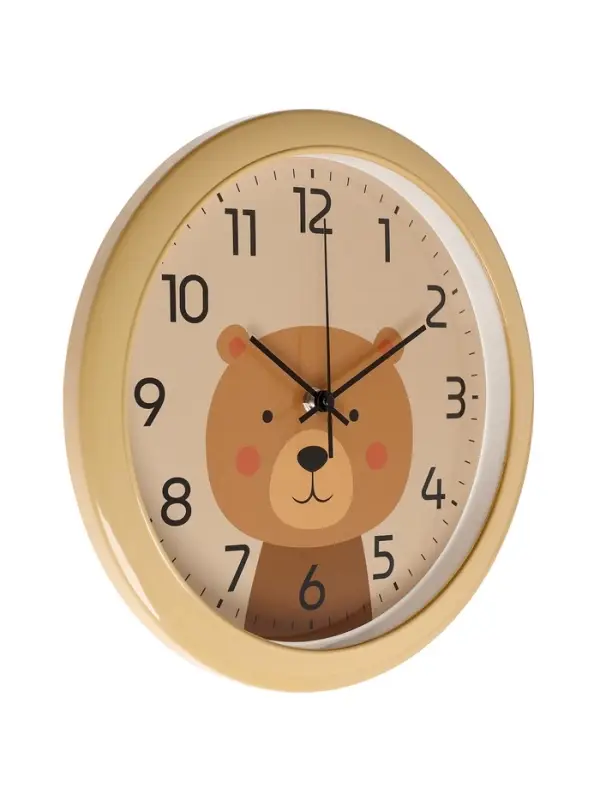 Часы настенные  Часы настенные "Медвежонок", детские, плавный ход,  d=29см, бежевые