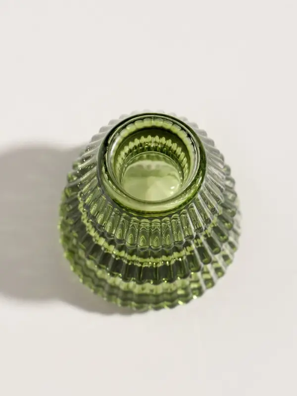 Подсвечник стекло  Подсвечник стекло "Ёлочка гофре" зелёный d=2,2 см 6,3х6,3х8 см