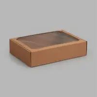 Коробка самосборная с окном, бурая, 38 х 28 х 9 см
