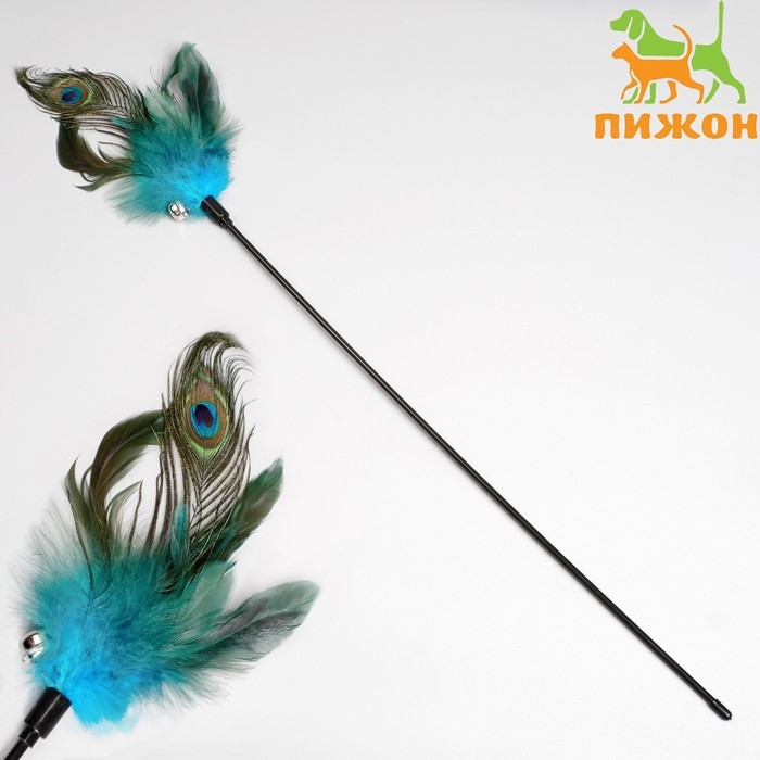 Дразнилка  Дразнилка "Перо павлина" с бубенчиком, ручка 49 см, микс
