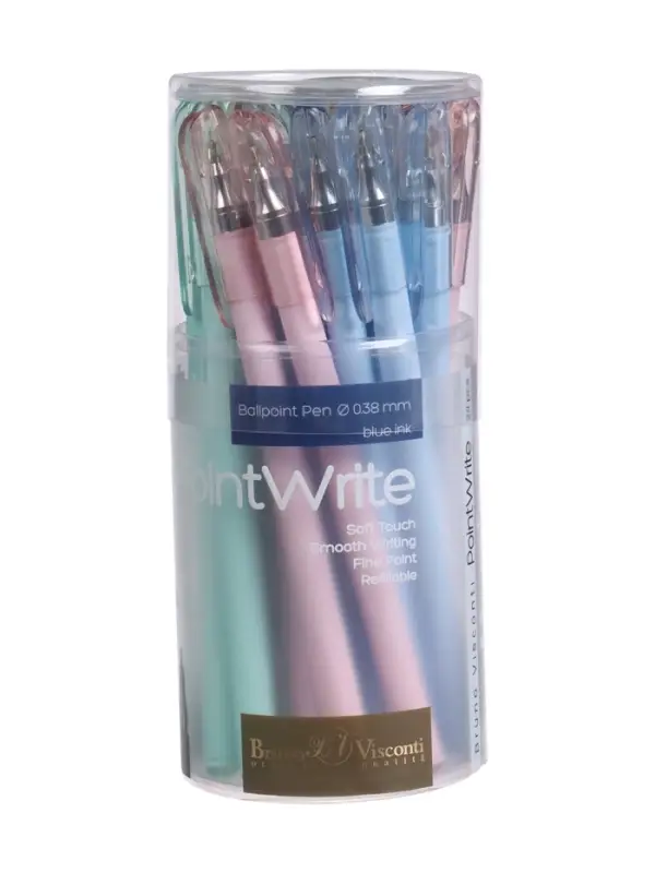 Ручка шариковая BrunoVisconti. PointWrite. Zefir, синий стержень, узел 0.38 мм, матовый корпус, МИКС