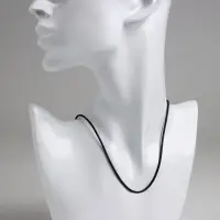 Шнурок каучуковый, неполый, 50 см, d=2 мм, чёрный в серебре