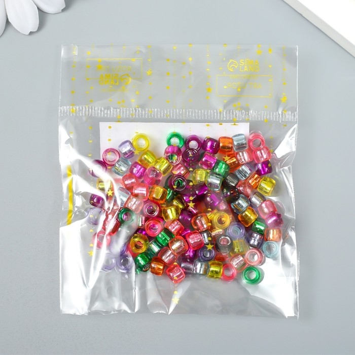 Бусины для творчества пластик Бусины для творчества пластик "Цветные цилиндрики" набор 10 гр 0,6х0,6х0,6 см