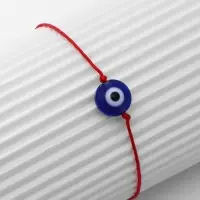 Браслет-оберег «Красная нить» талисман защиты, глазик от сглаза, синий, d=8 см